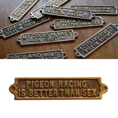 Pigeon Racing Is Better Than Sex - Brass Plaque