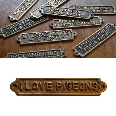 I Love Pigeons - Brass Plaque