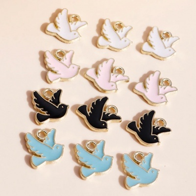 Enamel Metal Pigeon Charm - Pack of 10