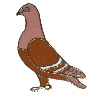 Badge - Large 32mm Red Enamelled Standing Pigeon