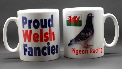 MUG - Proud Welsh Fancier / Pigeon & Welsh flag (Y Ddraig Goch)