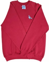 Red 'Fruit of the Loom' Embroidered Sweatshirt - Medium