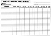 Large Seasons Race Record Sheets - Pack of 10